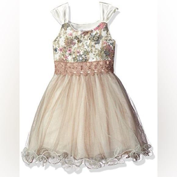 Bonnie Jean Other - Bonnie Jean Floral Sequin Bodice Tulle Party Dress